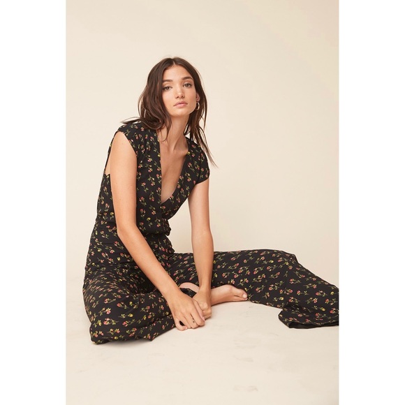 LPA Jumpsuit 76 Little Roses Black Floral - Picture 3 of 9